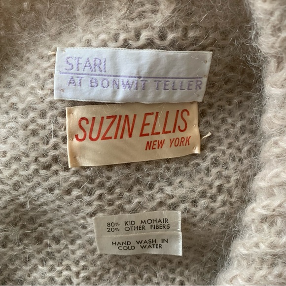 Vintage 70s 80s Suzin Ellis Bonwit Teller Mohair Sweater Coat Cardigan - Picture 10 of 10